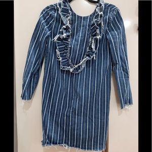 Denim dress with ruffles